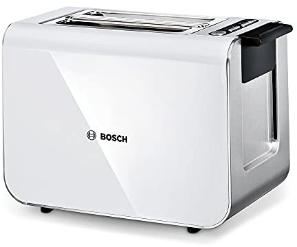 Bosch Styline Compact TAT8611NGB 2 Slot Stainless Steel Toaster with 9 browning levels including defrost and reheat - White