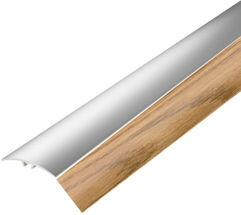 VILO Übergangsleiste Bodenprofil L40, Dunkle Eiche, Länge 186cm, 40mm Breite, Übergangsprofil Höhenausgleich, Geeignet für Laminat, Parkett, Fliesen, Einfache Montage – mit Kleber oder Schrauben