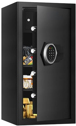 6.1 Cu ft Extra Large Home Safes Fireproof Waterproof, Anti-Theft Fire proof Safes for Home Use With Combination Lock, Spare Keys, Lock Box and Led Light, Jewelry Safe for Home Money Documents