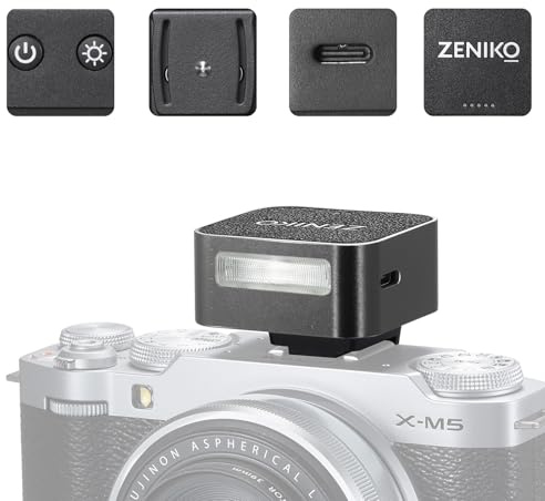 Zeniko ZF08 Aluminum Mini Flash Speedlite, 440 Full-Power On Camera Flash,CCT 6500K±200K Small Camera Flash for Canon/Fuji/Sony zv1/Sony zve10/Nikon/Panasonic Olympus Pentax/3s Recycle(Black)