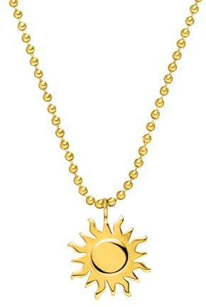 Purelei Damen Sonnen-Kette – Filigrane Kugelkette mit Sonnen-Anhänger aus Edelstahl (18K vergoldet, Silber, Roségold) | Verstellbare Länge 50/55 cm