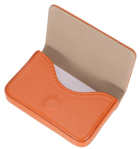 QUARKZMAN Portaletraseros, Estuche de Tarjetas de Cuero PU con Cierre Magnético para Hombre y Mujer, Naranja