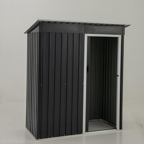 COSTWAY Gartenhaus Metall, 163 x 86 cm Geräteschuppen Wetterfest mit abschließbarer Schiebetür & Satteldach, Gerätehaus Outdoor für Fahrräder, Mülltonnen, Werkzeuge