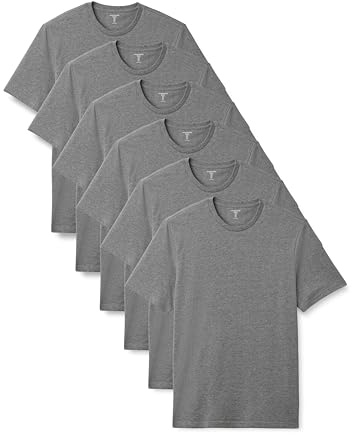 Amazon Essentials Men's Regular-Fit Short-Sleeve T-Shirt, Pack of 6, Grey Heather, Large