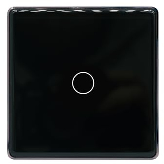 LOUYSGEN Single Live Wire Light Switch 2 Way,2.5D Tempered Glass Panel Aluminum Frame,Touch Switch No WiFi No Neutral Wire,Total Power Maximum 1000W,Black 1 Gang | Cadre en aluminium 2,5D à 2 voies, en verre trempé, 1000 W, 86 x 86 x 33 mm