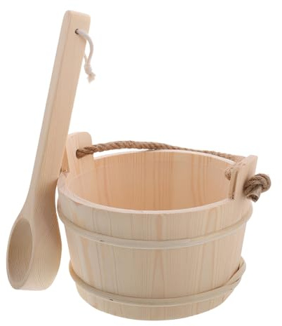 SOLUSTRE Secchiello per Sauna con Cucchiaio Accessori per Sauna e Bagno Turco Kit per Spa e Relaxation Room capacità Design Multifunzionale
