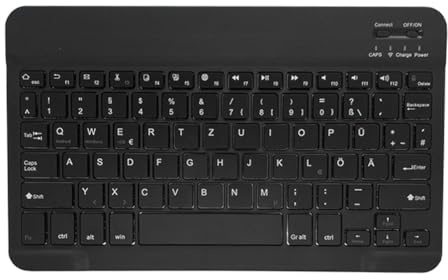 leleyo Teclado para tablet con teclado Bluetooth alemán de 10 pulgadas, QWERTZ Mini, ligero y portátil, para iPhone/tableta/Windows/portátil/PC, negro