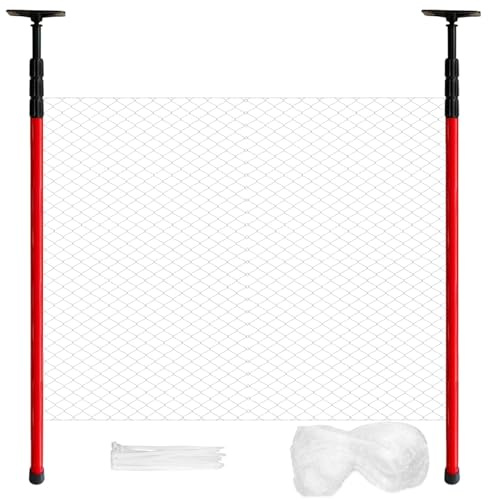 XYDDXBS Katzennetz für Balkon mit Stangen – Ohne Bohren montierbar, Aluminium Teleskopstangen 120–300 cm, Sicherer Katzenschutz & stabile Befestigung