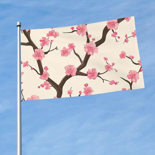 Garden Flag Cherry Tree Vintage Flower Yard Banners Lawn Art Yard Flag Fade Resistant Sandy Beach Flags For Birthday Parties Patio Farm 90X150 CM