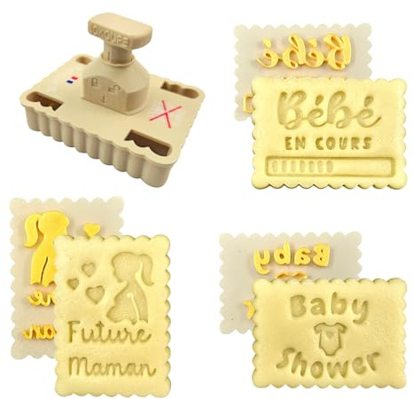 3DKOUPE - Emporte-pièces thème baby shower - Système à poussoir et 3 designs - Fabriqué en France