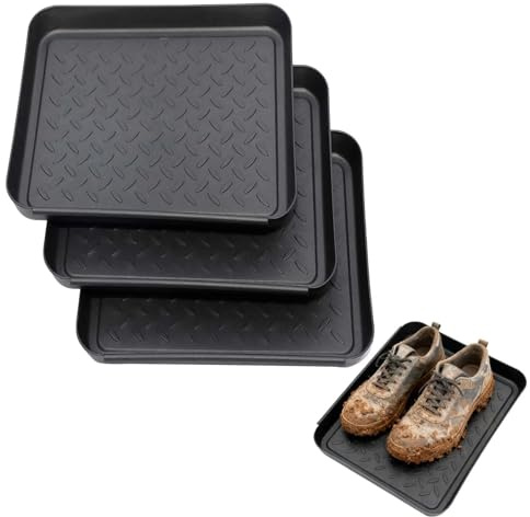 Schuhabtropfschale, Schuhablage Klein, Abtropfschale für Schuhe, Schuh Abtropfschalen mit erhöhtem Rand-35x27x3cm Schuhtablett für Nasse Schuhe Nach Dem Regen, Damit Der Boden Trocken Bleibt（3pcs）
