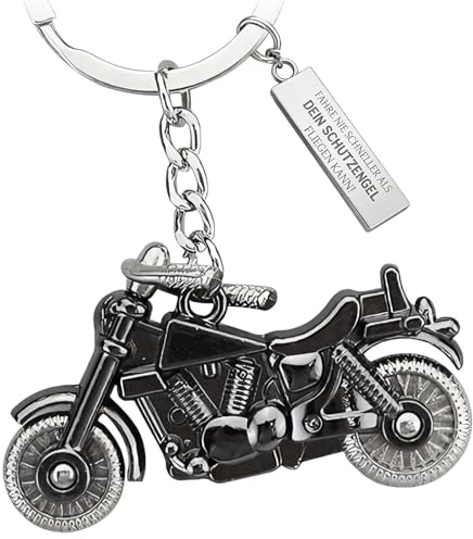 YUJUE Motorrad Schlüsselanhänger mit Schutzengel - Fahr vorsichtig Engel für Motorradfahrer - Glücksbringer Motorradführerschein