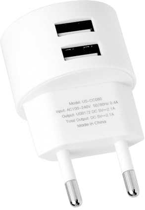 Dual usb charger caricatore piatto 2porte adattatore presa caricatore da presa piatto doppia porta 5v 2,1a chip di sicurezza funzione di ricarica rapida spina europea compatta per vari dispositivi usb