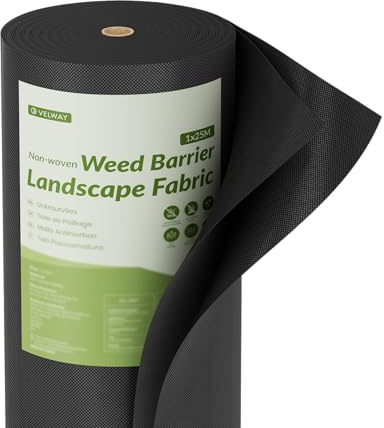 Velway Unkrautvlies 50g/m² 1x25m Rolle - Wasserdurchlässig & UV-Stabil Gartenvlies Reißfestes Unkrautfolie Gegen Unkraut Mulchvlies für Garten Hochbeet Gemüsegarten Landschaftsgestaltung