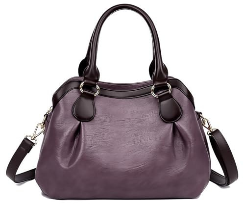 LY&SQ Sac Hobo en Cuir Végétal pour Femmes, Sacs Fourre-tout et Sacs à Main avec Sangle Réglable pour le Travail Quotidien(Violet)