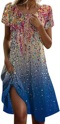 Luadnysin Vestiti Donna Estivi Abiti Lino Abito Casual Estivo Vestito Dresses Estate Prendisole Chic Spiaggia Abitino Leggero Tubino Corto Vestitini Primaverile Vestitino,S-5XL