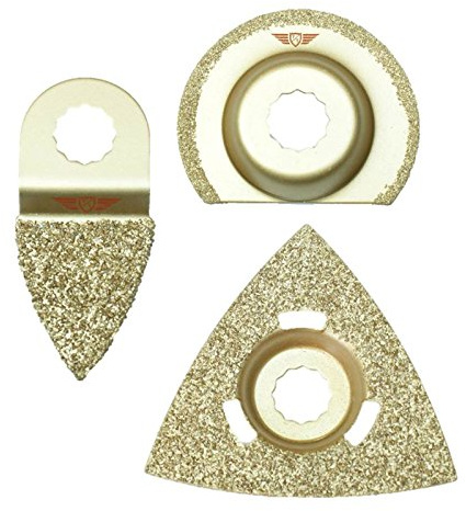 TopsTools 3pcs WXKC3 14mm Hex Arbour Mixed Oscillating Multitool Blade Kit | Compatible with Worx, abrasive blades remove grout and mortar