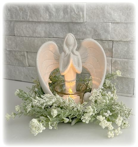 Angel Statue Sympathy Gift – Memorial Candle Holder Figurine for Loss of Loved One, Funeral, Condolence, or Celebration of Life Tealight Candleholder