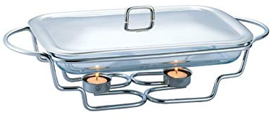 KINGHOFF Speisewärmer mit Glaseinsatz Warmhaltebehälter Kammer Silber