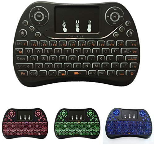 45532rr Tastiera I8 Max 2.4GHz Mini Wireless con Touchpad Ricaricabile Fly Air Mouse Intelligente Gioco di 3 Colori retroilluminato