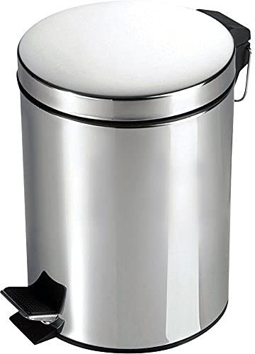 HOMION Pedal Bin Stainless Steel Round Bin with Inner Bucket Toilet Bath Bathroom Kitchen Bin Hands-Free Waste Bins for Bathroom, Caravan, Campervan, Kitchen & Office (SILVER, 12L)