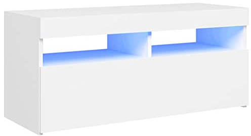 vidaXL Mobile Porta TV con Luci LED Bianco 90x35x40 cm
