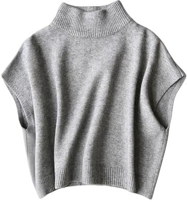 Tröja väst för kvinnor, kvinnor stickad tröja väst mode elegant kort enfärgad polokrage höst vinter varm lös ärmlös pullover västar tröjor stickad linne linne linne blus