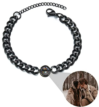 Liskanap Personalisiertes Foto Projektion Armband 'Ich liebe dich' Armband - 100 Sprachen Erinnerung an die Liebe - Weihnachten & Geburtstag Geschenke für Männer - Hip-Hop-Schmuck