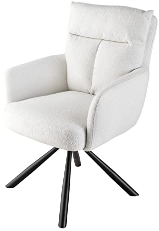 Riess Ambiente Drehbarer Retro Stuhl Big George - weiß - mit Armlehnen und Bonellfederkernpolsterung