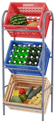 TroniTechnik® Getränkekistenregal 3 Kisten Getränkeregal Kistenregal 3 Kästen Bierkastenständer Getränkeständer Kistenständer Flaschenkastenregal mit Wandhalterung schmal