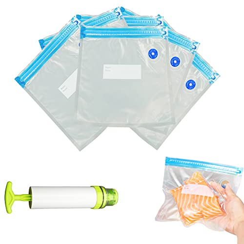 Floatdream 10 Pezzi Sacchetti Sottovuoto, Alimenti Sottovuoto per Alimenti, Set di Sacchetti Sottovuoto, Con Pompa Vuoto, Per la Conservazione Degli Alimenti, la Cottura Sottovuoto