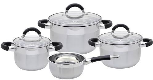 ELO Basic Topfset Black Steam 4tlg, Edelstahl - Induktion, Literskala | Volumenskala, dosiertes Abdampfen, Edelstahl-Bügelgriffe, spülmaschinengeeignet, backofenfest