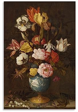MHART Balthasar Van Der Ast Art Print Poster Floral Botanical Still Life Poster Home Decor Poster Wall Art Hanging Picture Print Bedroom Decorative Painting Posters Room Aesthetic 20x30inch(50x75cm)
