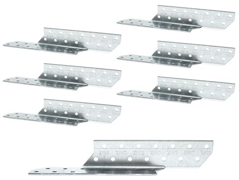 DOJA Barcelona | Anclaje para Vigas | 250 x 32 mm | Izquierda | Pack 6 | Anclaje Viga Madera Cargas Pesadas | Escuadras Asimétricas | Conector Vigas de Izquierda para Construcción, Puentes, Listones