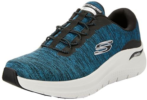 Skechers Tenis Arch Fit 2.0 para Hombre, Malla sintética Verde Azulado con Ribete Negro, 40 EU