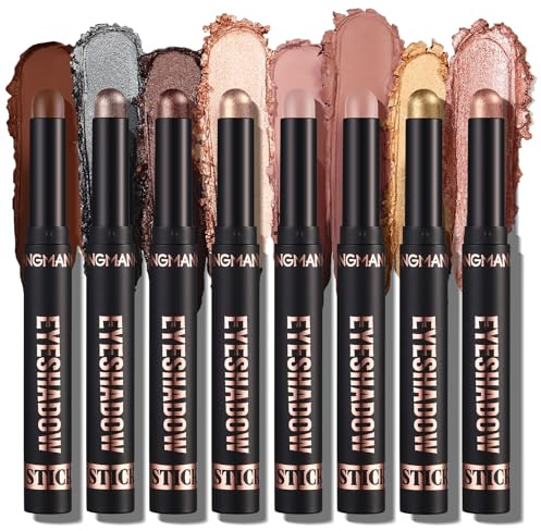Joyeee Lidschatten Stift Set, 8 Farben Eyeshadow Stick, Cremige Matte Schimmer Glitzer Lidschattenstift, Langlebig, Wasserdicht Lidschatten Geschenk für Frauen