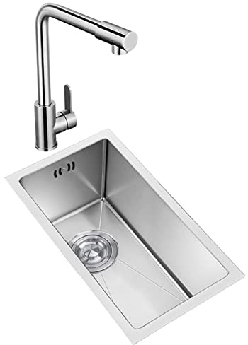 Kitchen Sink 304 Stainless Steel Bar Balcony Small Sink small Small Washbasin Undercounter Single Bowl Sink Multi-function (Silver 43cm)