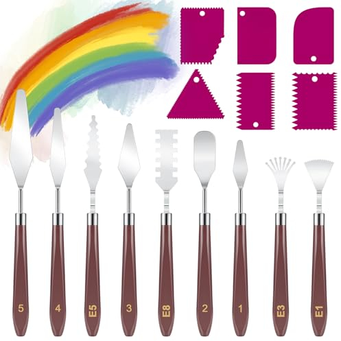 15 Pezzi Spatole per Pittura, 9 Spatola per Pittura e 6 Coltelli per Pittura, Spatola set, Coltelli di Pittura per Pittura Acrilica, Decorativa, Pittura ad Olio, Acrilico, Piccola, Pittura su Tela