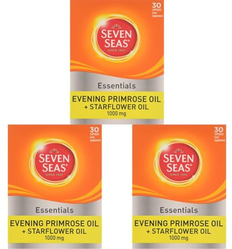 Seven Seas Evening Primrose Oil +1000 mg Starflower Oil Capsules, 30 High Strength Tablets, from Natural Oils, GLA (Omega-6 Fatty Acid), with Vitamin E (Pack of 3)