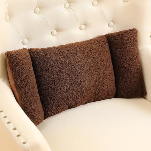 Queekay Lendenwirbelstützkissen aus Fleece, 3 Abschnitte, Rückenkissen, Bürostuhl für Rückenstütze und bequemes Lendenkissen für Autositz, Schmerzlinderung, Sofa-Ruhe, Braun