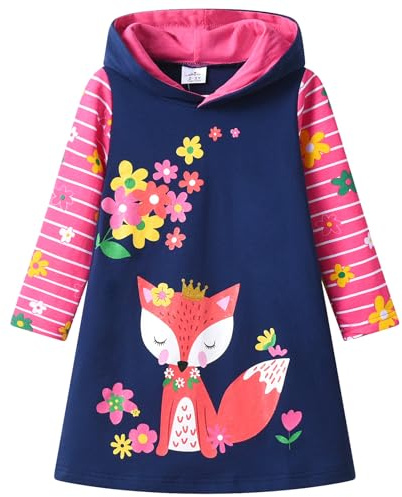VIKITA Girls Hoodies Sweatshirts Cotton Outfits Casual Dresses LH7617 5-6Y