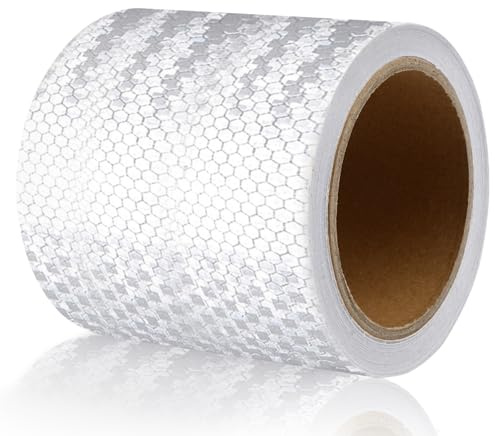 10 cm x 10 m Bande Reflechissante Autocollante, Bande Réfléchissante | Blanc Ruban D'avertissement Réfléchissant Imperméable pour Voitures, Remorques, Ruban D'avertissement Extérieur