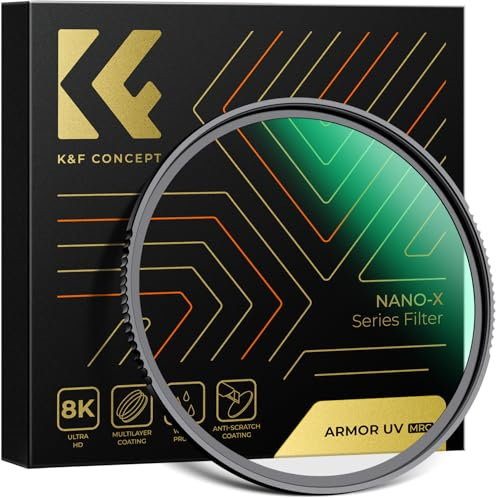 K&F CONCEPT 62mm UV Filter Armor UV Protection Strong Impact Resistance, 28-Layer Multi Coated HD Glass, Waterproof Ultraviolet Lens Protector Filter for DSLR Cameras (Nano-X Series)