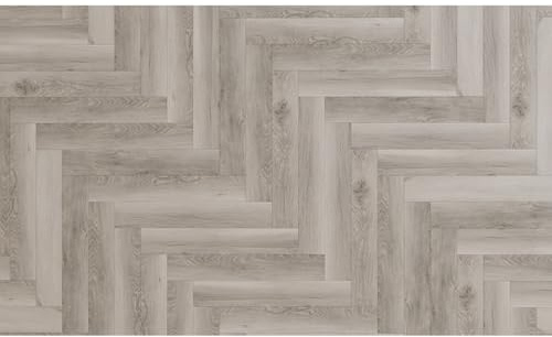 Aspen Light Oak Grey Wood Effect Click Laminate Flooring - Herringbone (8mm),For All Rooms, & Commercial Usage, Suitable for Underfloor Heating - Covers 2.57sqm(Single Pack Contains 42 Planks)