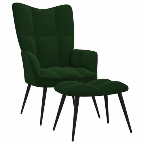 Brokky Relaxsessel mit Hocker Relax Sessel Relaxsessel Wohnzimmer Sessel Mit Hocker Sessel Wohnzimmer Dunkelgrün Samt