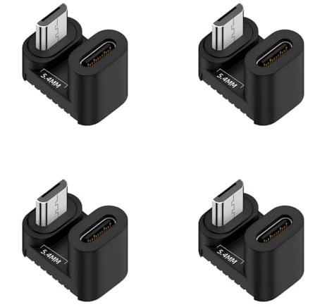 chenyang Pack de 4 adaptadores USB C a Micro USB, Micro USB macho a USB C hembra de 180 grados hacia abajo, adaptador de conexión convertidor en ángulo inferior compatible con sincronización de datos