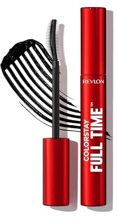 Revlon ColorStay Full Time Mascara – Mascara volume et longueur,Tenue 24H, maquillage pour les yeux, rehaussement cils sans paquets, sans bavures, 401 Blackest Black, 8 ml