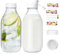MEIMUCUL Smoothie Flasche, 2 Stück Milchflaschen mit Deckel,1 Liter Glasflaschen zum Befüllen,Wiederverwendbare Smoothie Gläser mit Deckel,Ideal für Saft, Milch,Milchshakes