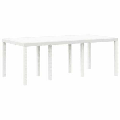 vidaXL Table de Jardin Blanc 200 x 100 x 73 cm polyrotin, Table rectangulaire Moderne pour Jardin et terrasse, Meuble extérieur résistant aux intempéries, Parfaite pour Les Repas en Grand
