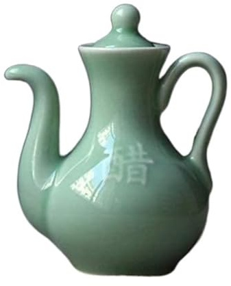 DHAEY Cuisine Distributeur d'huile et de vinaigre, Bouteille d'huile en céramique vinaigre/Sauce de soja, Petite Bouteille Vintage Anti-Fuite Condiment Container Distributeur(Dark Green,Vinegar)